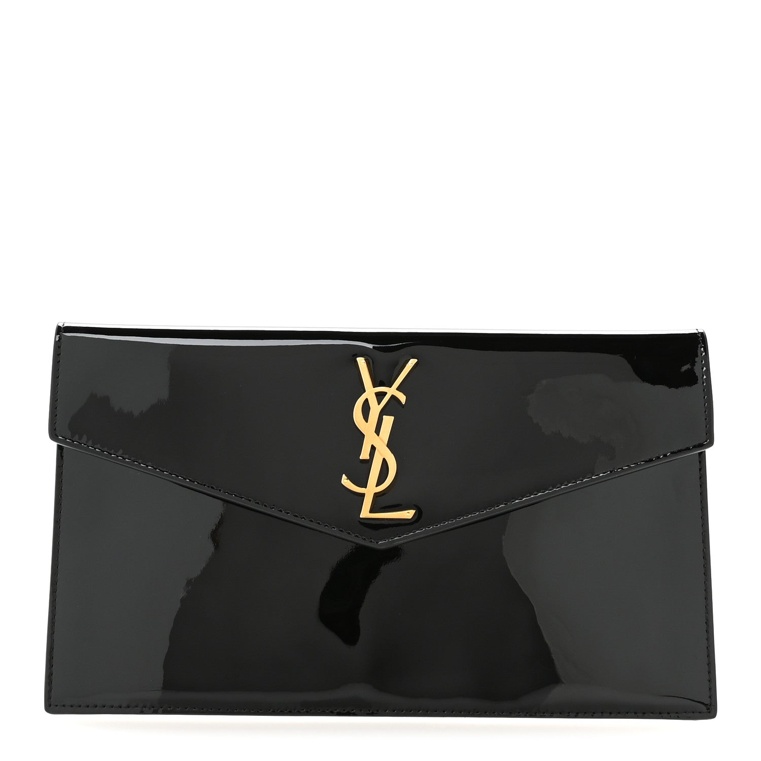 Saint Laurent Patent Calfskin Monogram Uptown Clutch Black 1 of 7