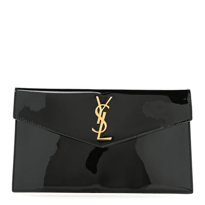 Saint Laurent Patent Calfskin Monogram Uptown Clutch Black 1 of 7