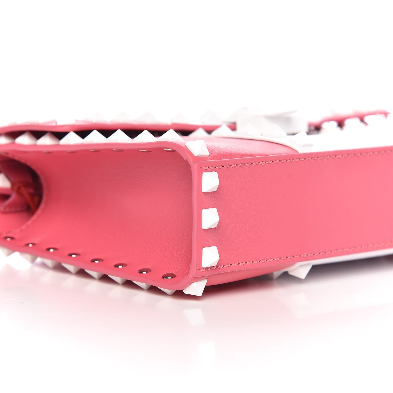 Valentino Garavani Vitello Colorblock Medium Free Rockstud Flip Lock Crossbody Bag Shadow Pink Optic White 8 of 9
