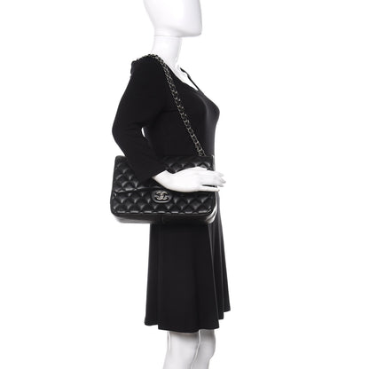 Chanel Lambskin Quilted Jumbo Double Flap Black 2 of 13