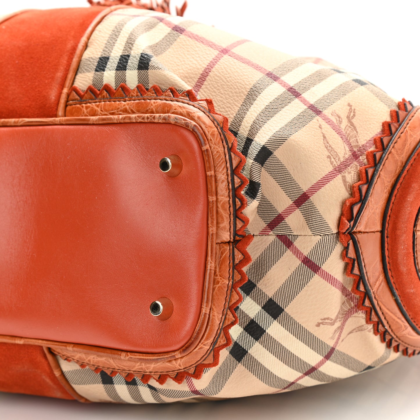 Haymarket Check Suede Prorsum Tassel Bowling Bag Tangerine