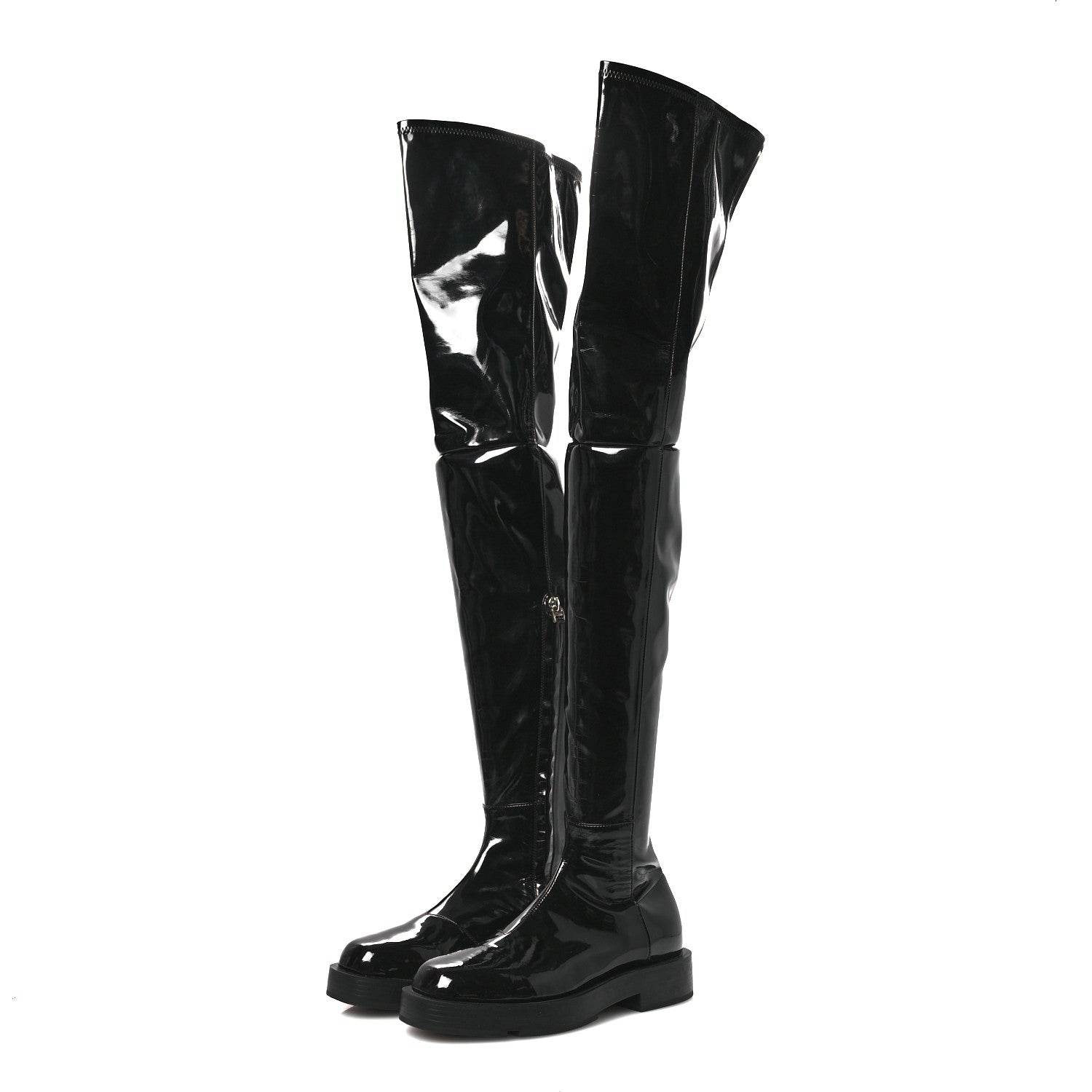 Givenchy Patent Squared Over The Knee Flat Boots 36 Black 4 of 11