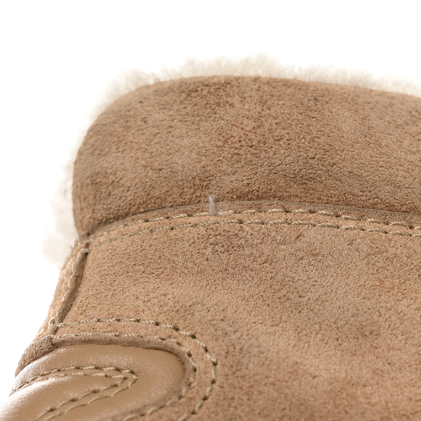 Suede Shearling Lace-Up Ankle Boots 36.5 Beige