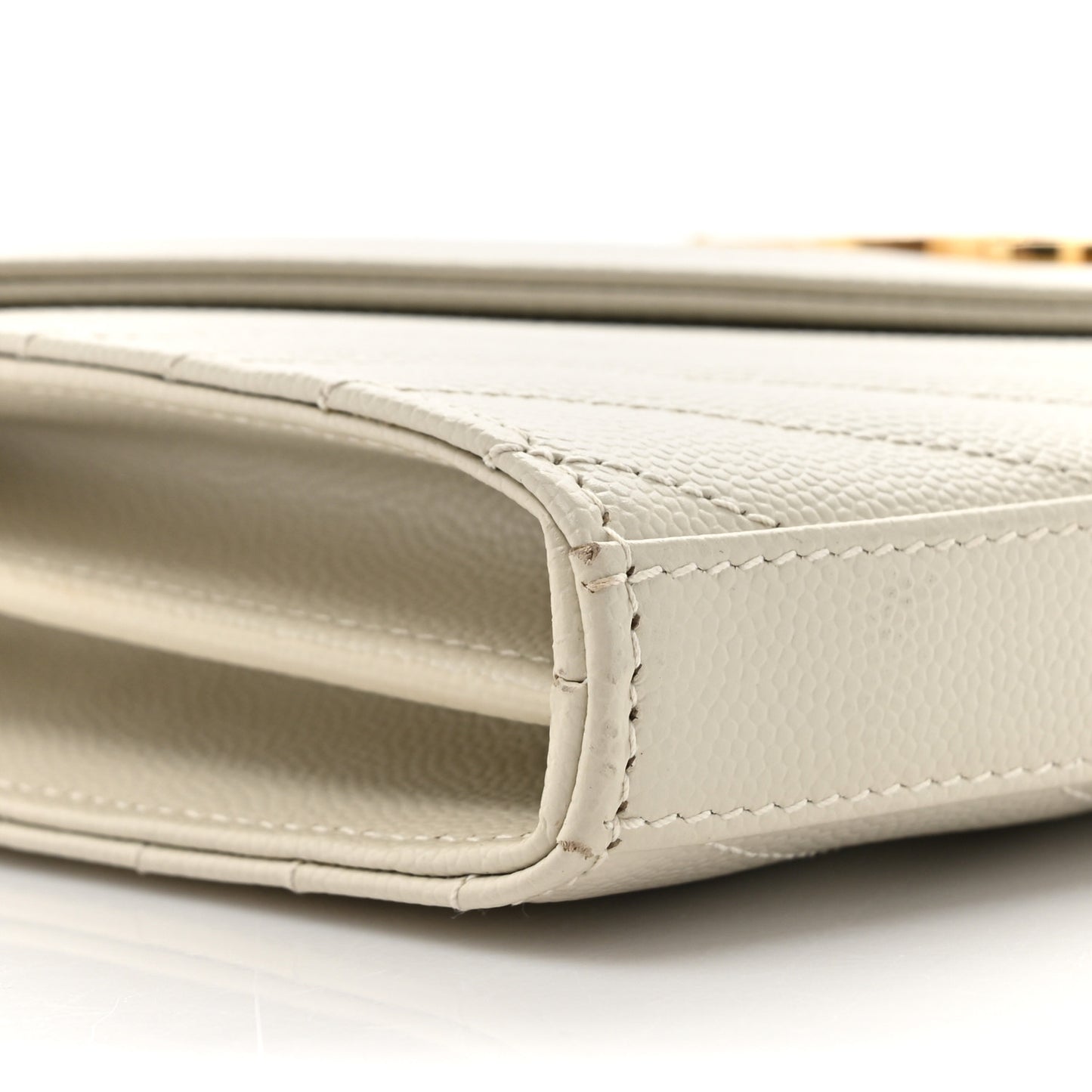 Grain De Poudre Matelasse Chevron Monogram Chain Wallet Crema Soft