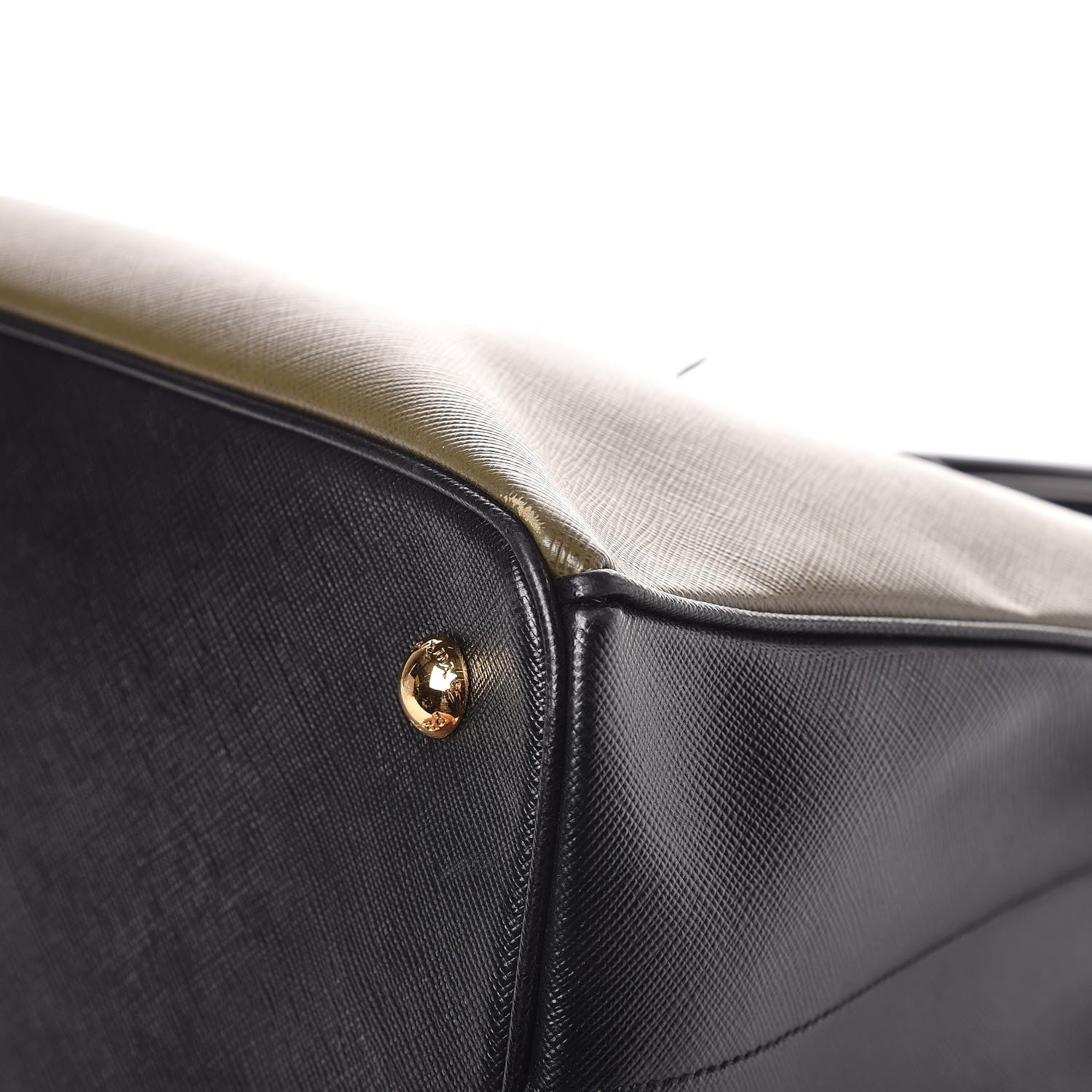 Prada Saffiano Lux Bi-Color Medium Tote Militare Black 11 of 13