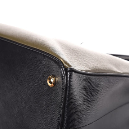 Prada Saffiano Lux Bi-Color Medium Tote Militare Black 11 of 13