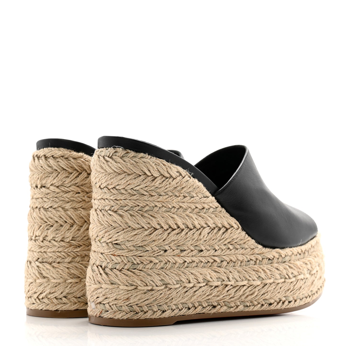 Calfskin Ariella Zeppa 130 Espadrille Sandals 37 Black Naturel