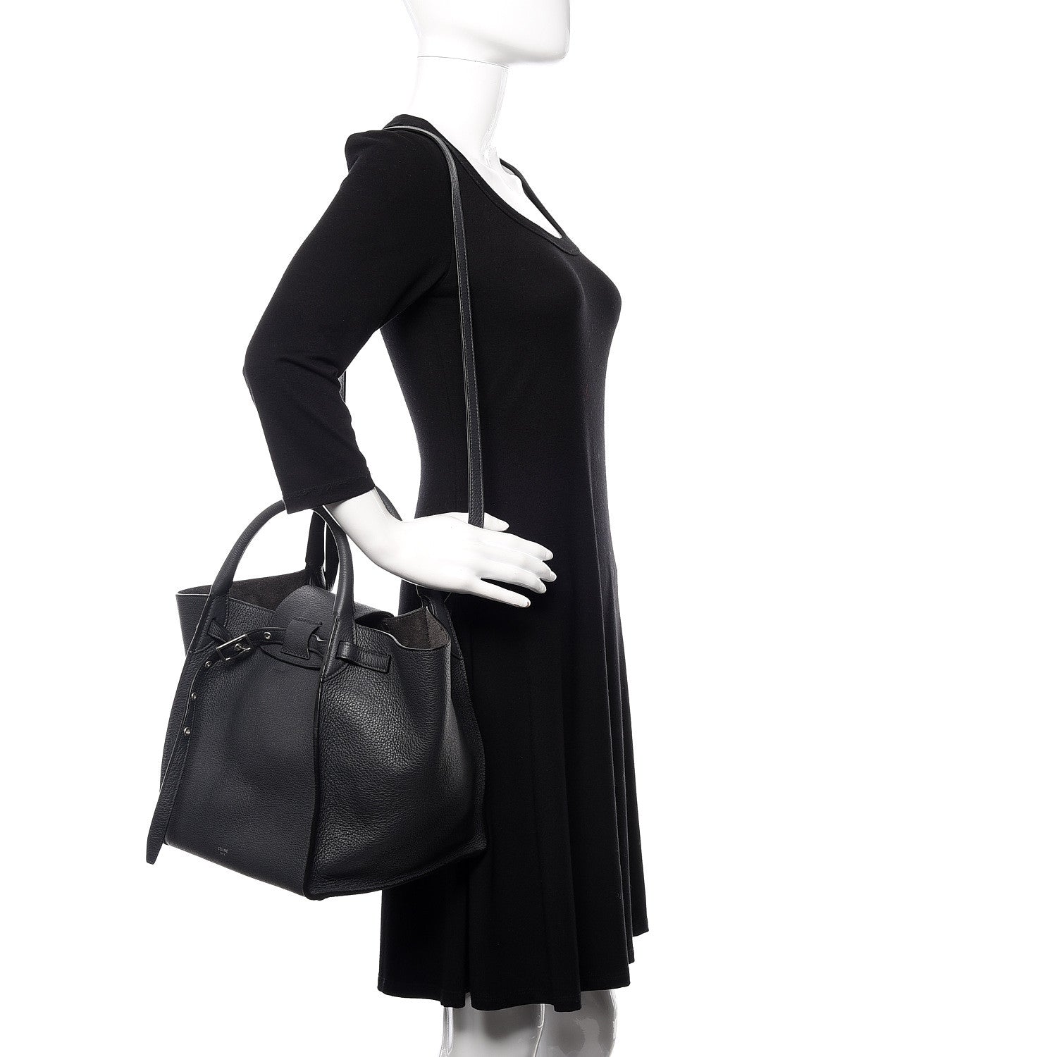 Celine Supple Grained Calfskin Small Long Strap Big Bag Anthracite 2 of 10