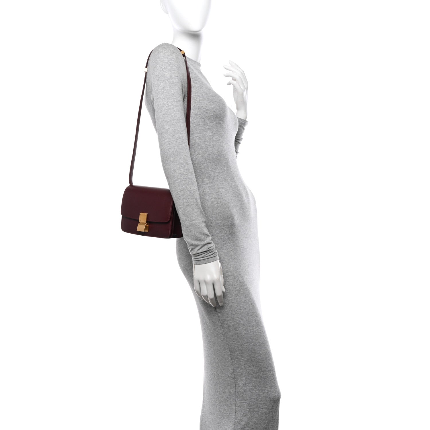 Celine Box Calfskin Small Classic Box Flap Bag Burgundy 2 of 9