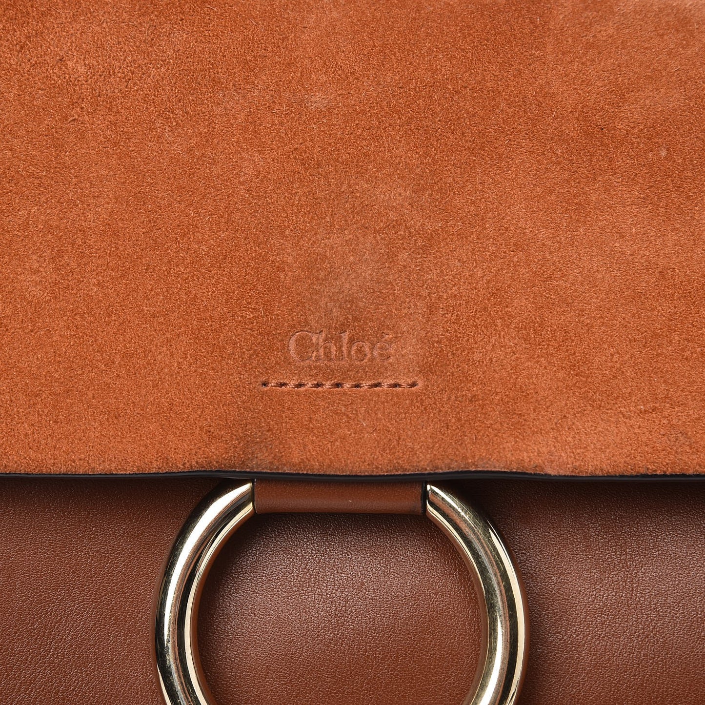 Suede Calfskin Small Faye Shoulder Bag Tobacco