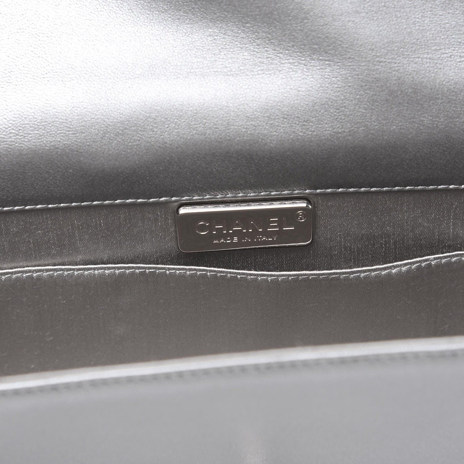 Chanel Metallic Lambskin Quilted Boy Flap Clutch Silver 5 of 10
