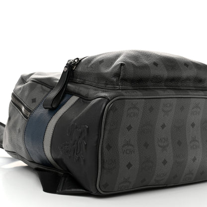 MCM Striped Visetos Medium Stark Backpack Black Phantom Grey 8 of 9