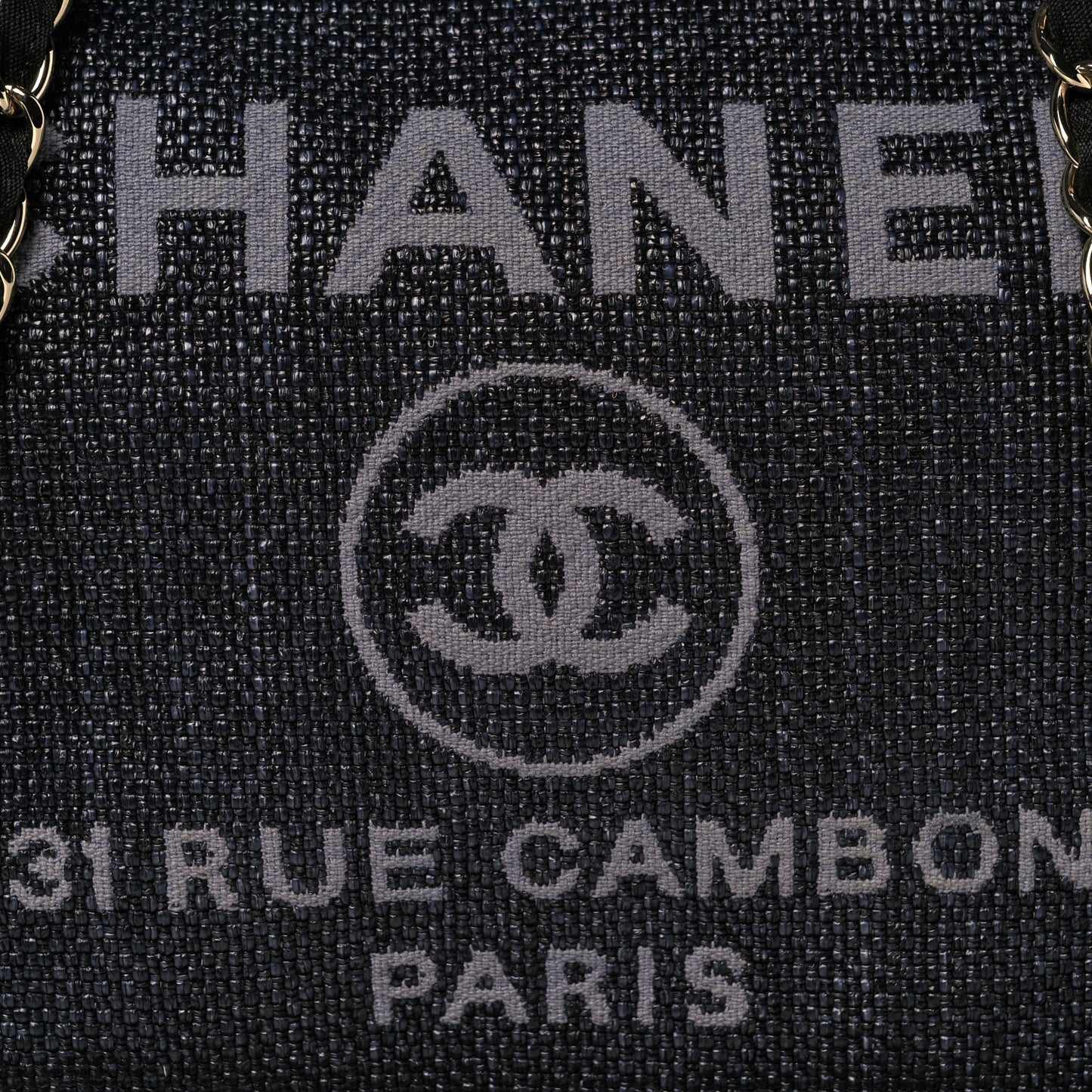 Woven Straw Raffia Medium Deauville Tote Black