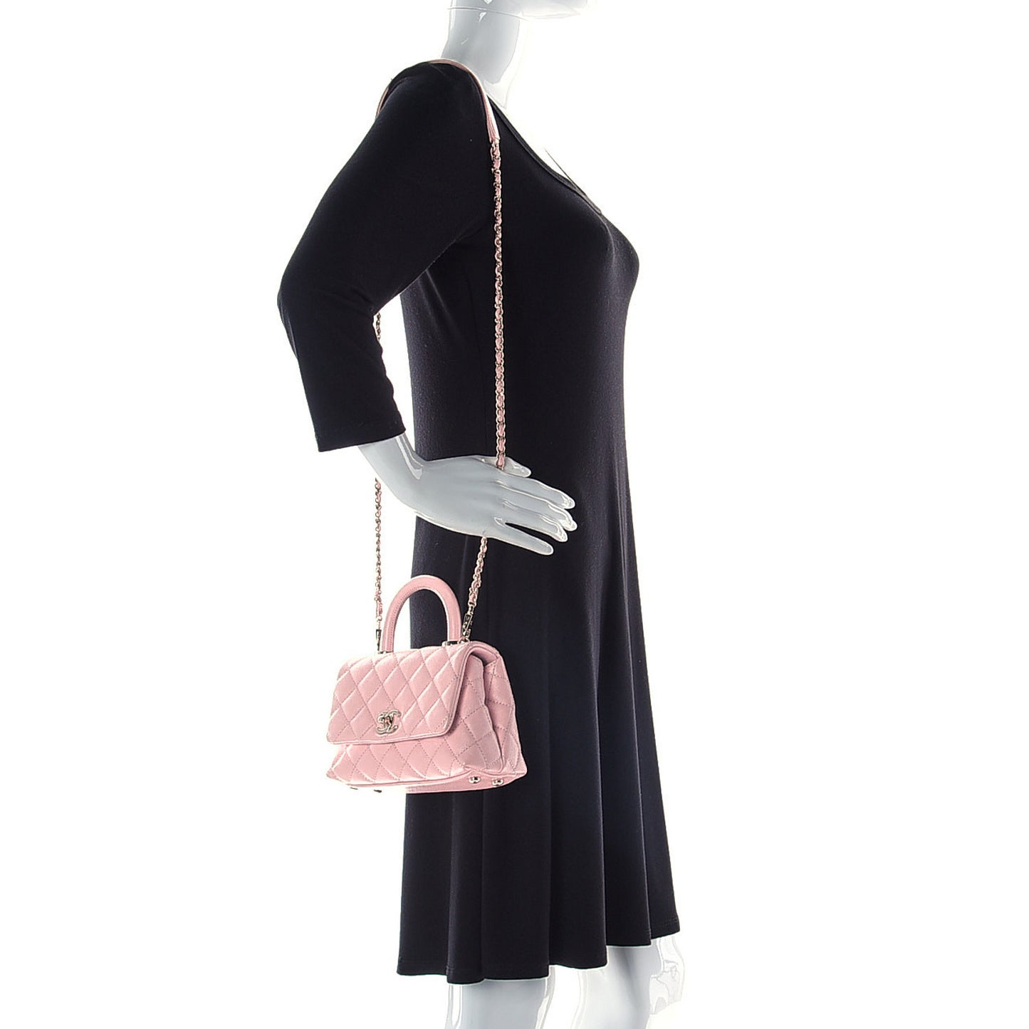 Caviar Quilted Extra Mini Coco Handle Flap Light Pink