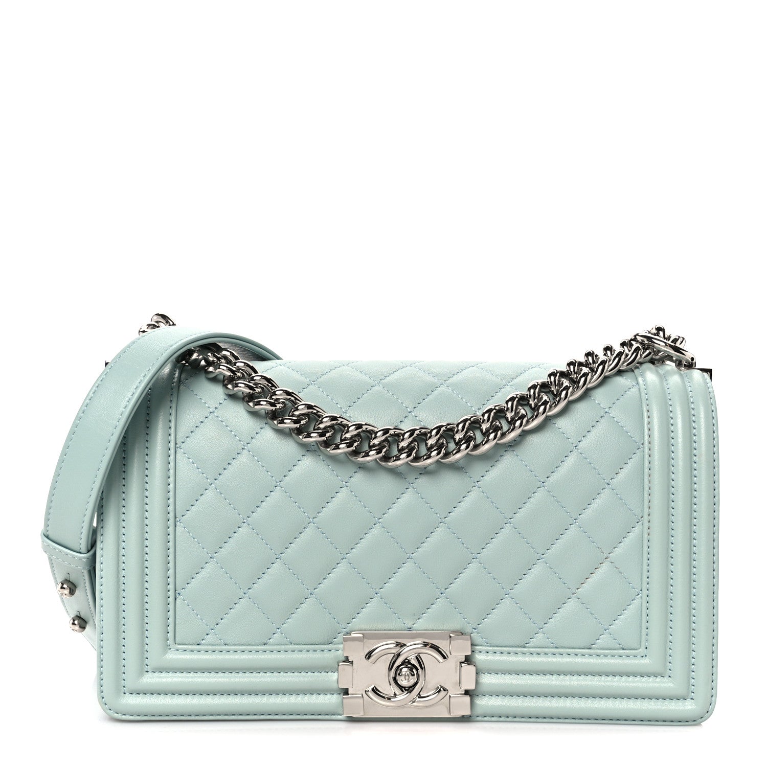 Chanel Calfskin Quilted Medium Boy Flap Light Blue 1 of 11