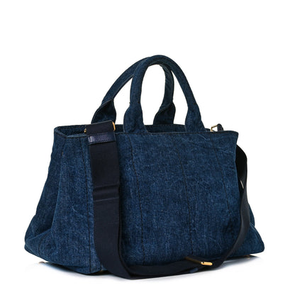 Prada Denim Logo Tote Bleu 2 of 8