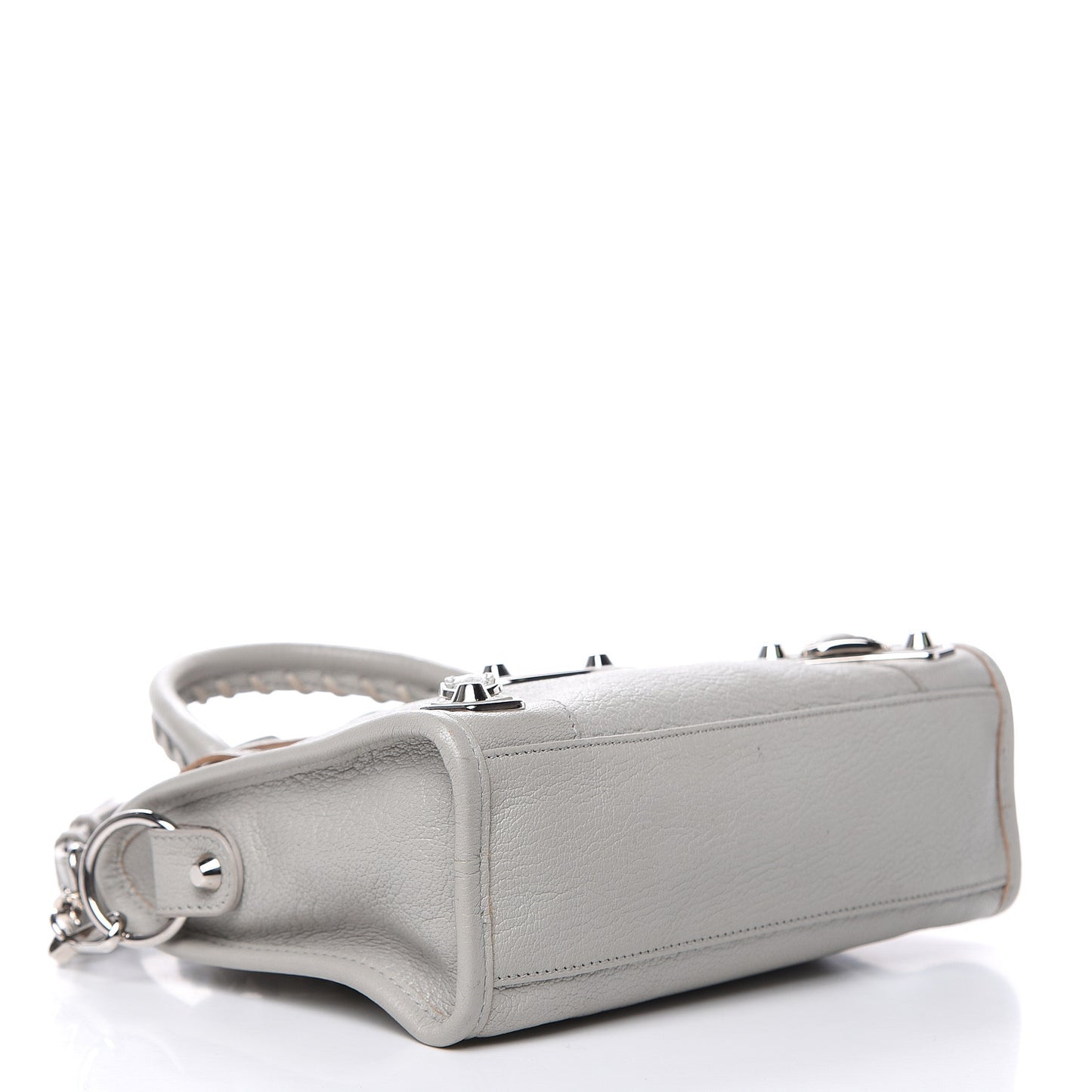 Chevre Silver Metallic Edge Hardware Mini City Gris Glace