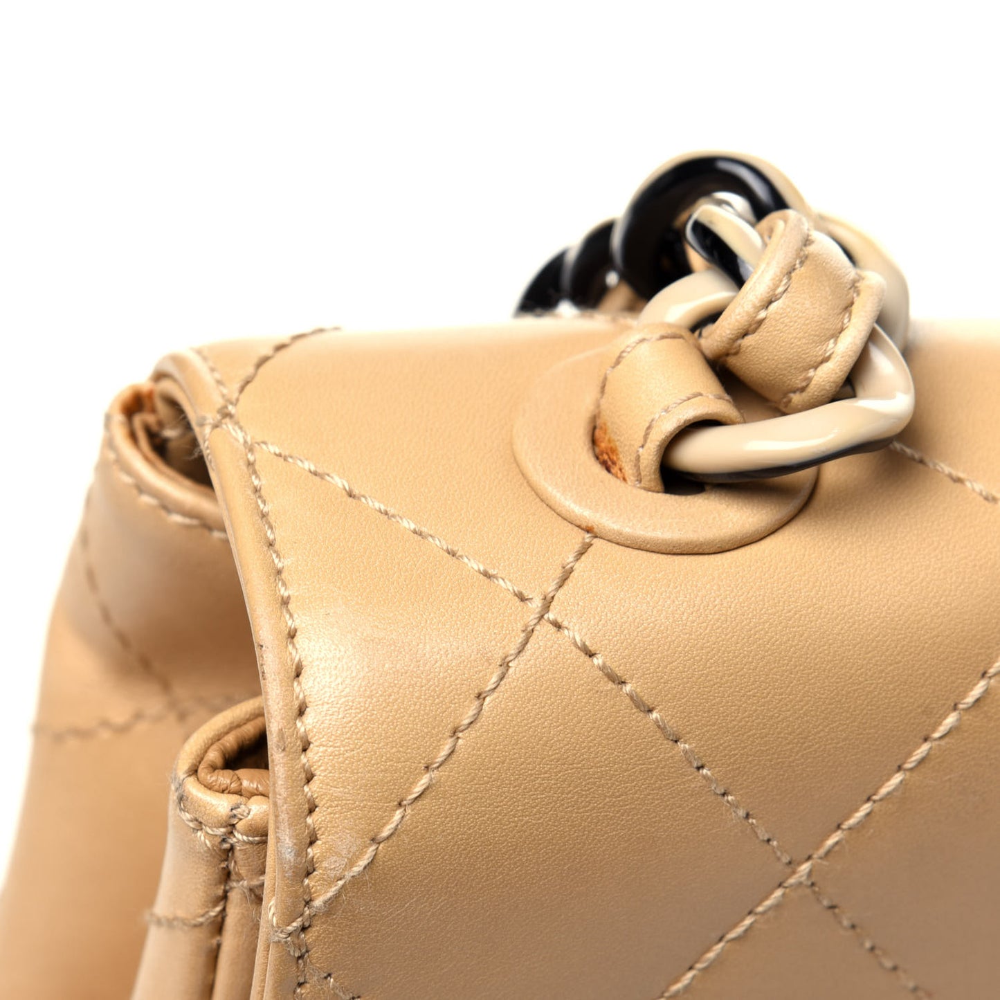 Lambskin Bekko Resin Jumbo Single Flap Beige