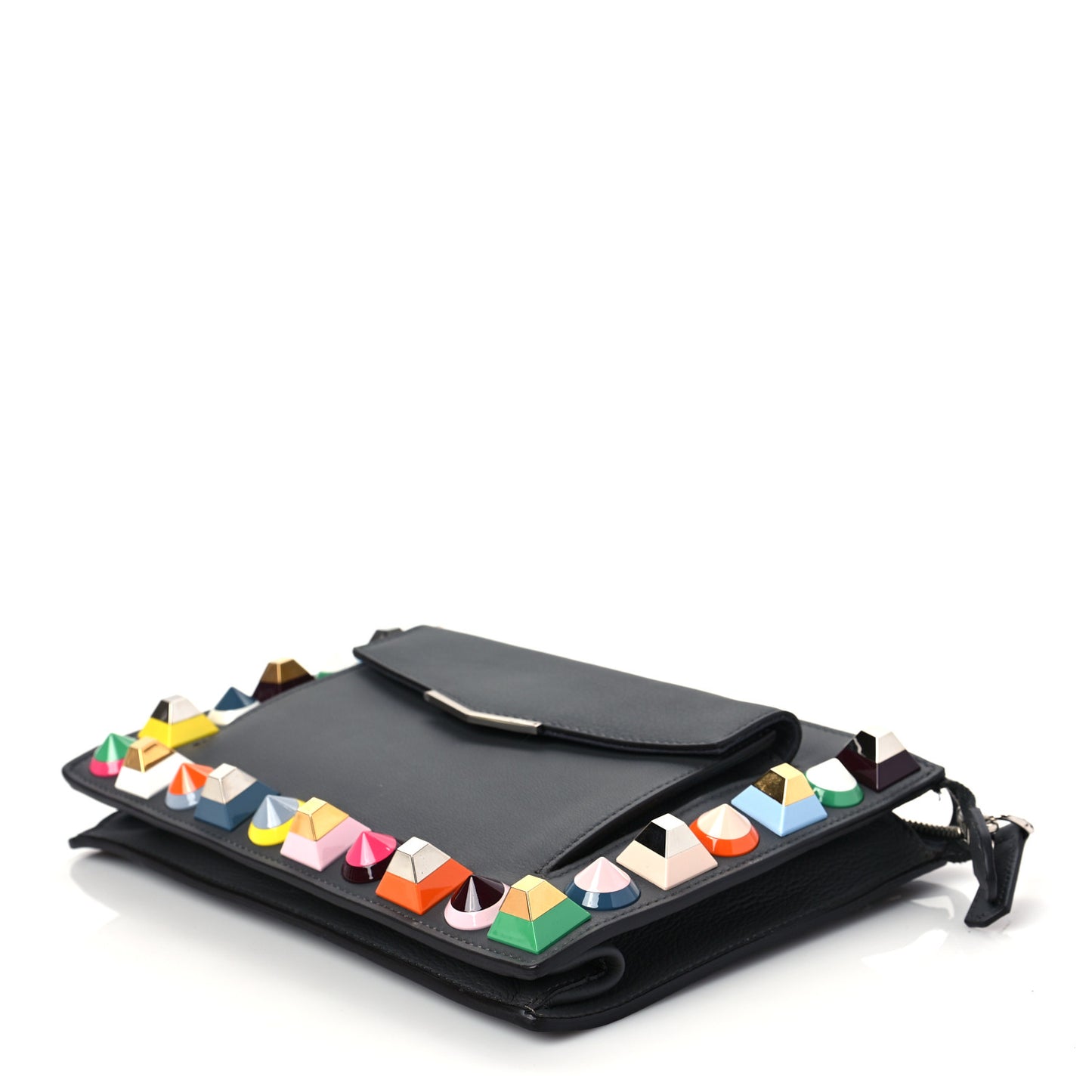 Vitello Dolce Studded Mini 2Jours Pouch Anthracite Multicolor