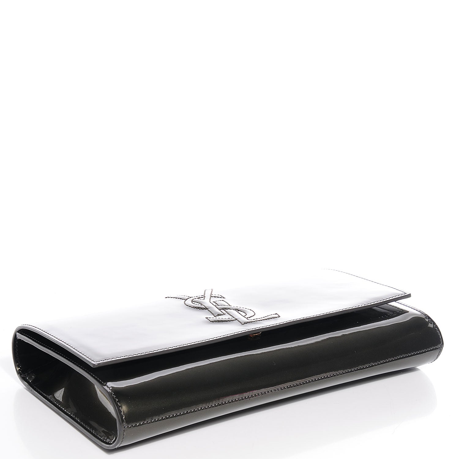 Saint Laurent Patent Large Belle De Jour Clutch Green 4 of 7