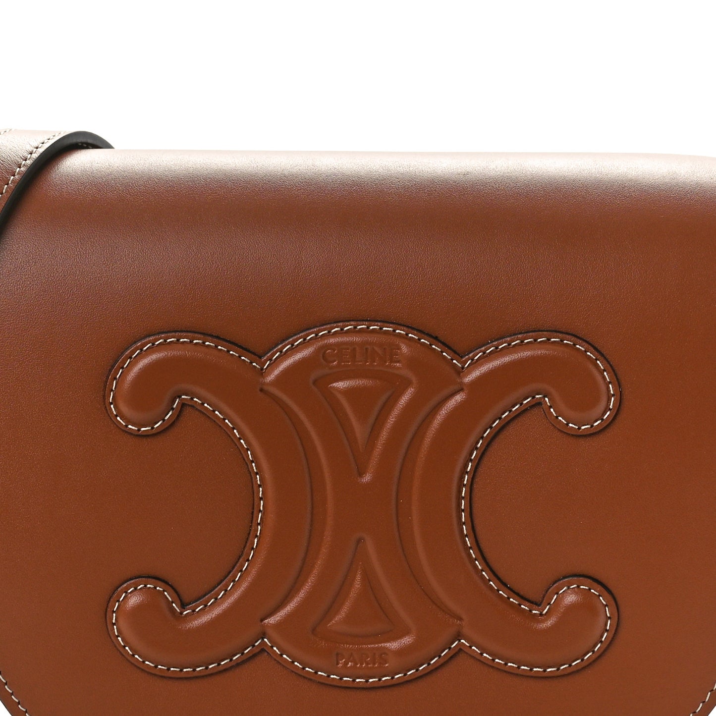 Smooth Calfskin Cuir Triomphe Folco Crossbody Bag Tan