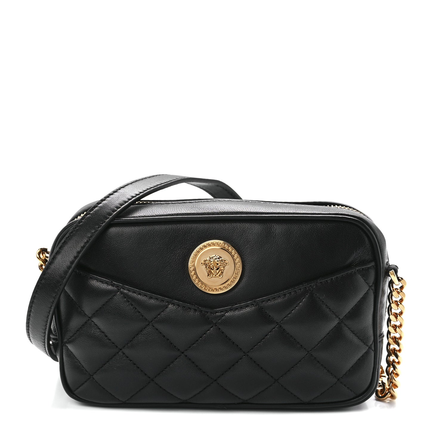Nappa Quilted Medusa Camera Bag Black