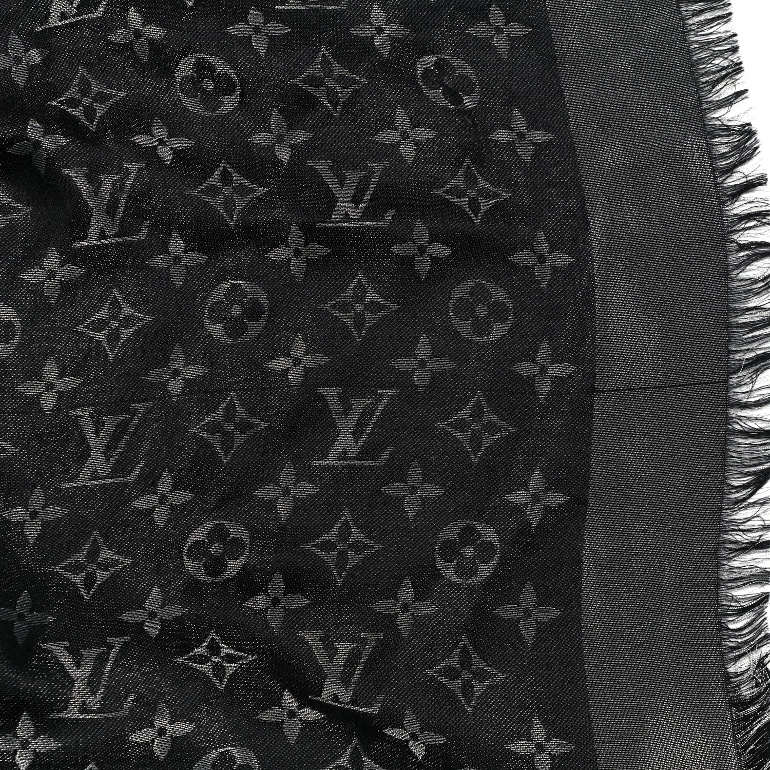 Louis Vuitton Silk Wool Monogram Denim Shawl Black 6 of 6