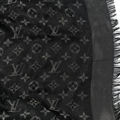 Louis Vuitton Silk Wool Monogram Denim Shawl Black 6 of 6