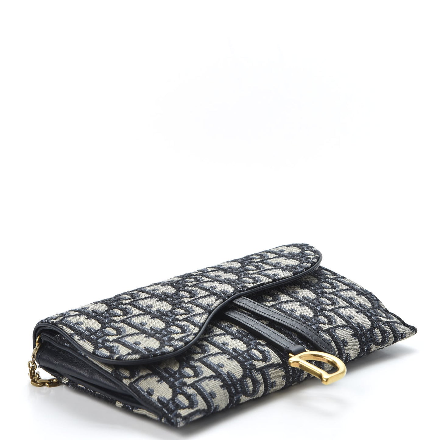 Oblique Saddle Chain Long Wallet Blue