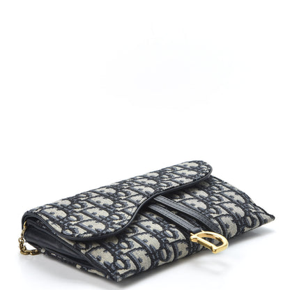 Christian Dior Oblique Saddle Chain Long Wallet Blue 3 of 11
