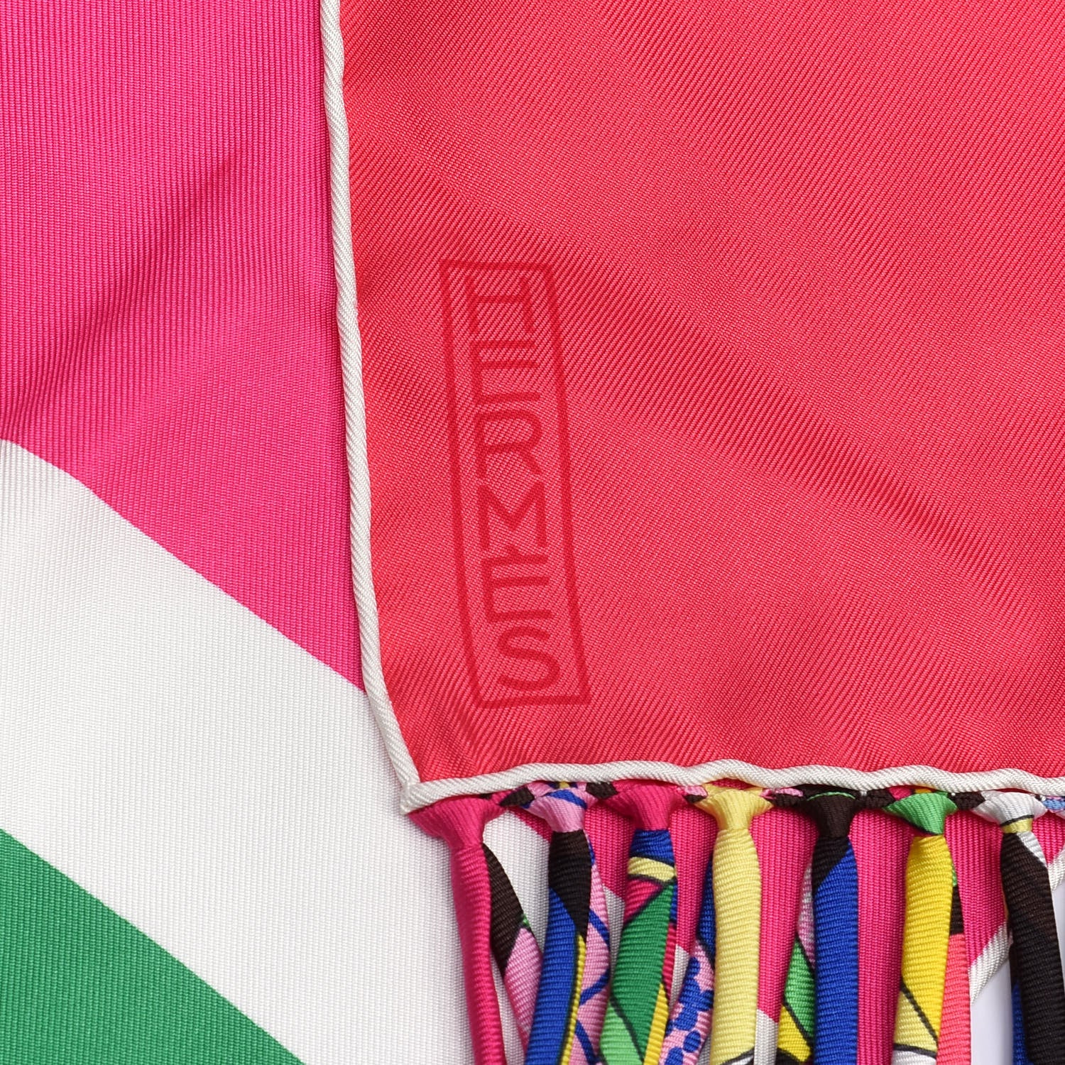 Hermes Silk Striped Fringe Scarf Multicolor 3 of 5