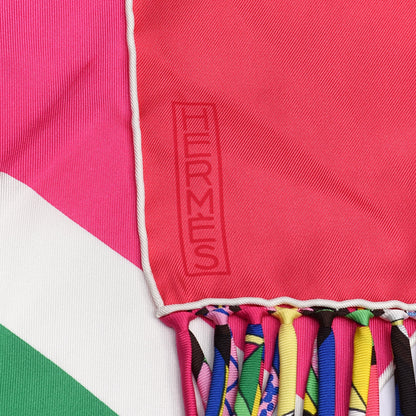 Hermes Silk Striped Fringe Scarf Multicolor 3 of 5