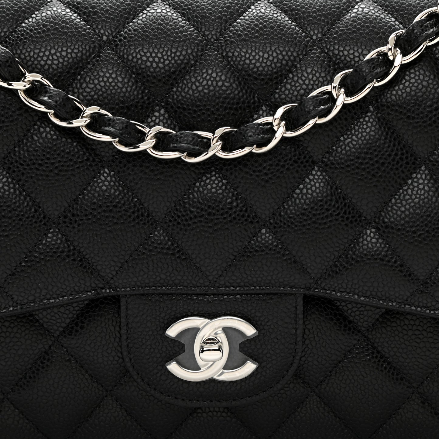 Caviar Quilted Jumbo Double Flap Black