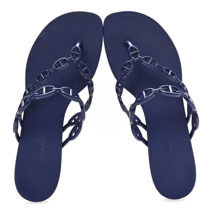 Hermes Rubber Chaine d'Ancre Island Sandals 37 Bleu Smalt 5 of 8
