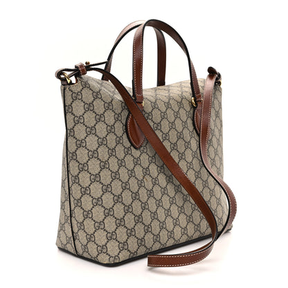 Gucci GG Supreme Monogram Linea A Foldover Tote Brown 3 of 13