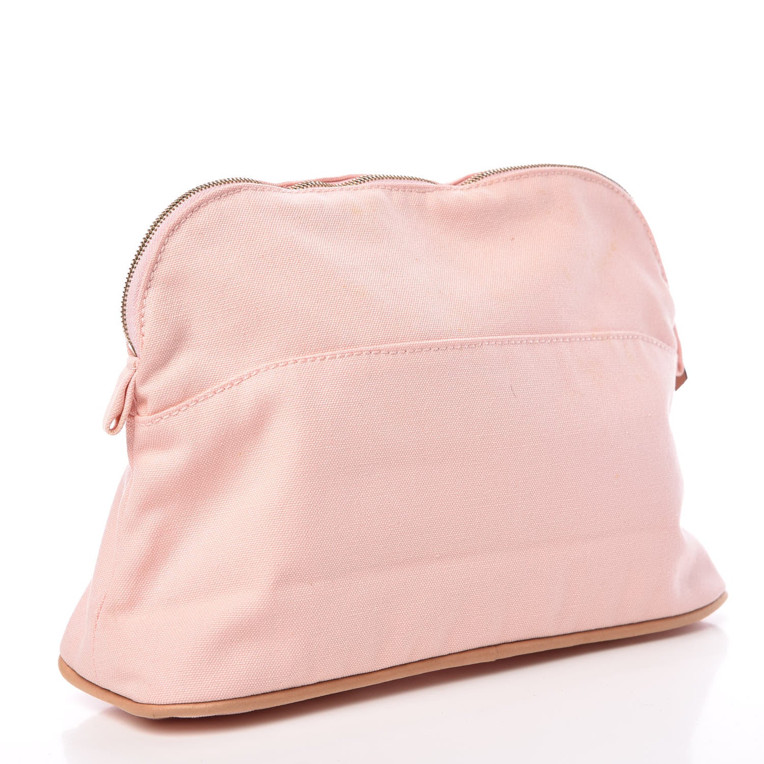 Hermes Cotton Canvas Bolide Travel Cosmetic Pouch MM Pink 3 of 11