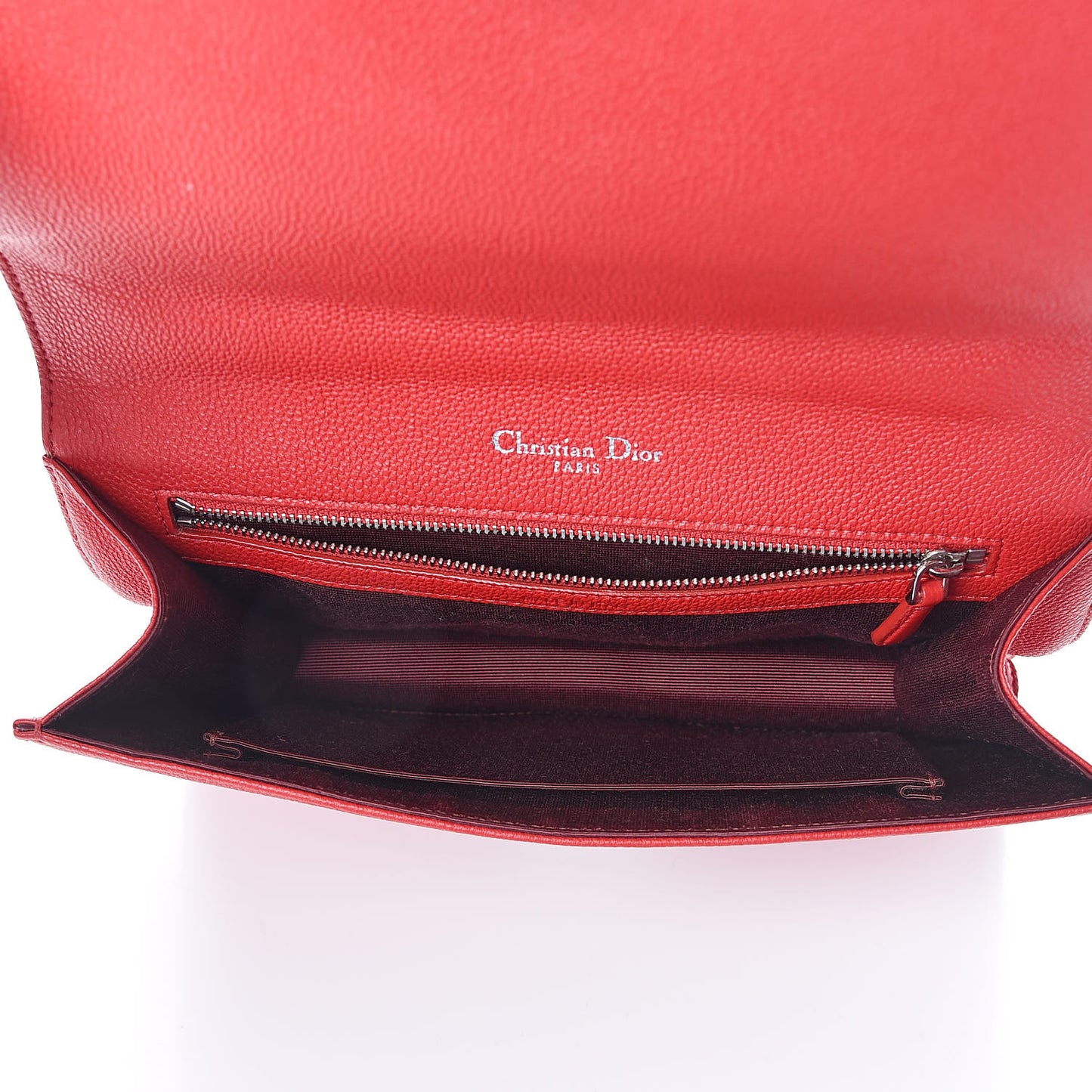 Grained Calfskin Medium Diorama Flap Bag Red