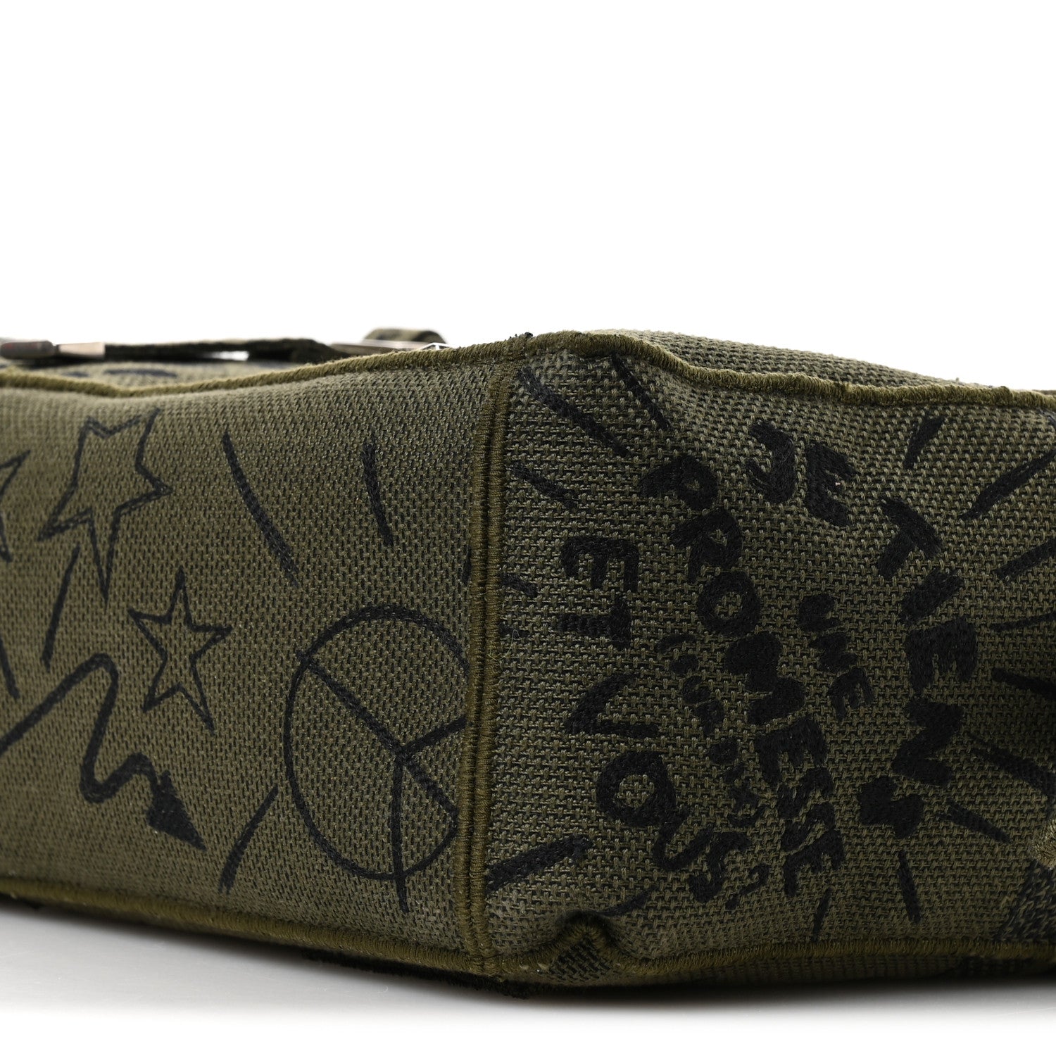 Christian Dior Canvas Embroidered Graffiti Diorcamp Messenger Green Black 10 of 10