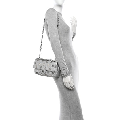 Chanel Perforated Metallic Lambskin Medium CC Medals Flap Silver 2 of 13