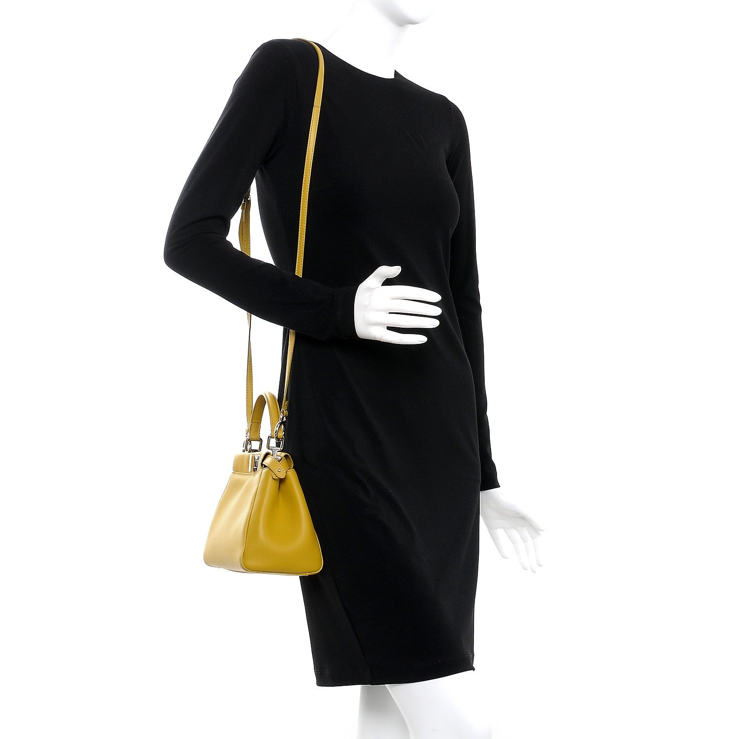 Fendi Nappa Mini Peekaboo Iconic Satchel Lime 2 of 8