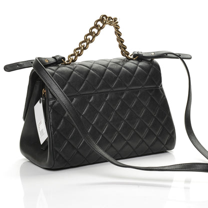 Chanel Shiny Sheepskin Quilted Large Trapezio Flap Black 3 of 7