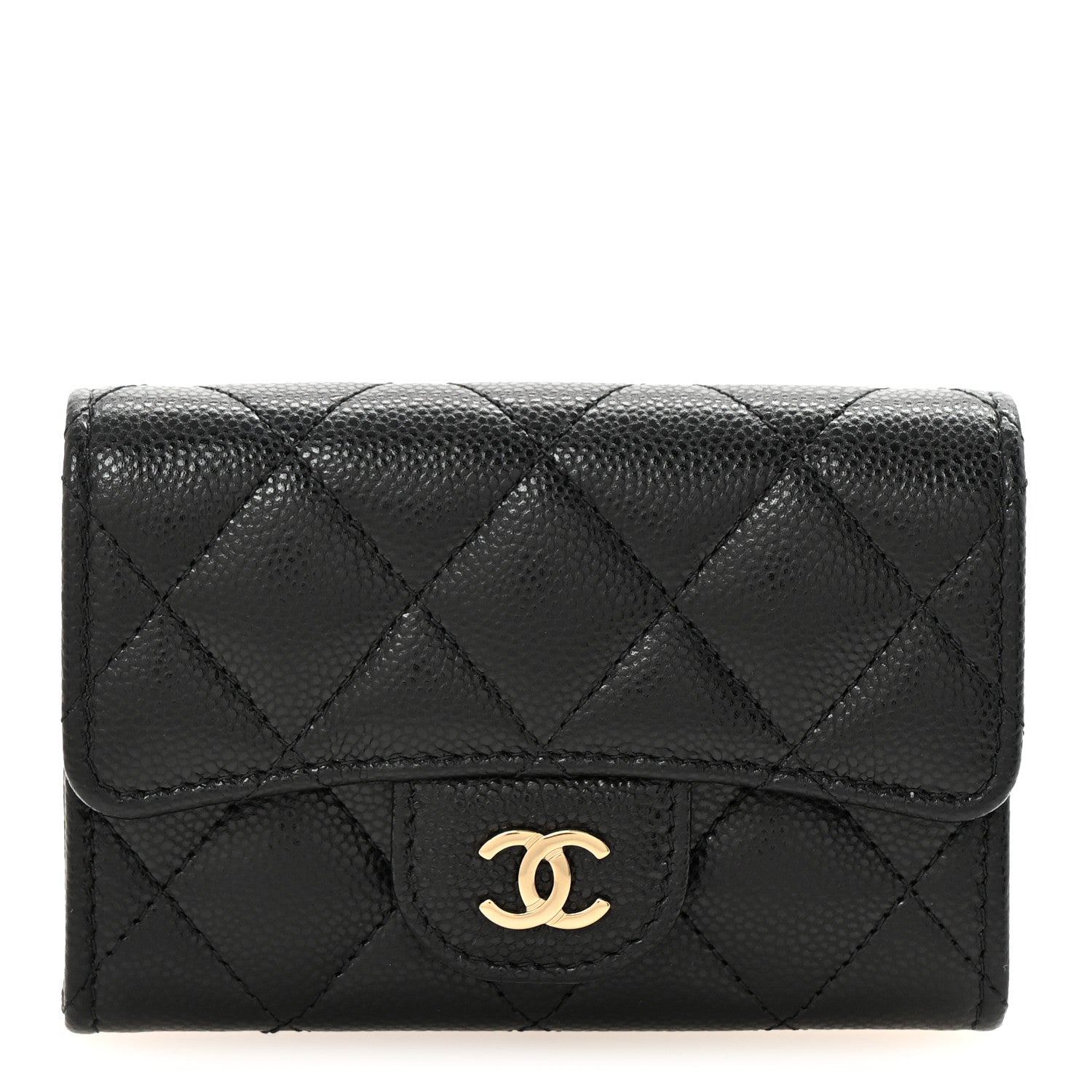 Chanel Caviar Quilted Flap Card Holder Wallet Black 1 of 9