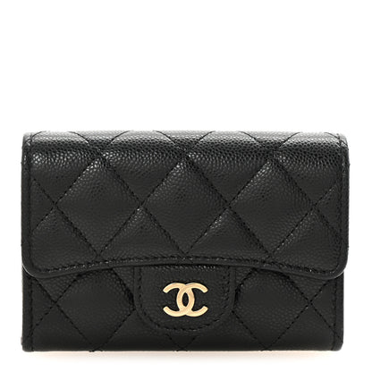 Chanel Caviar Quilted Flap Card Holder Wallet Black 1 of 9