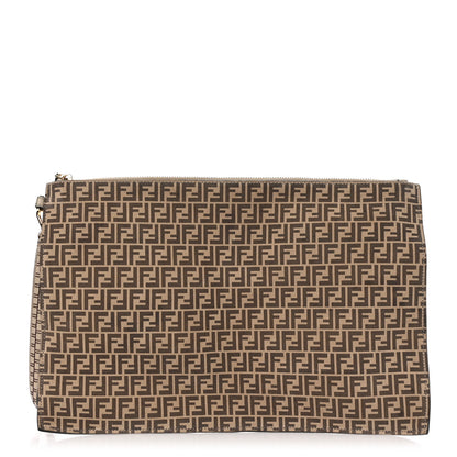 Fendi Suede Vitello Grace Micro FF Large Flat Pouch Nude Spring Maya 1 of 8