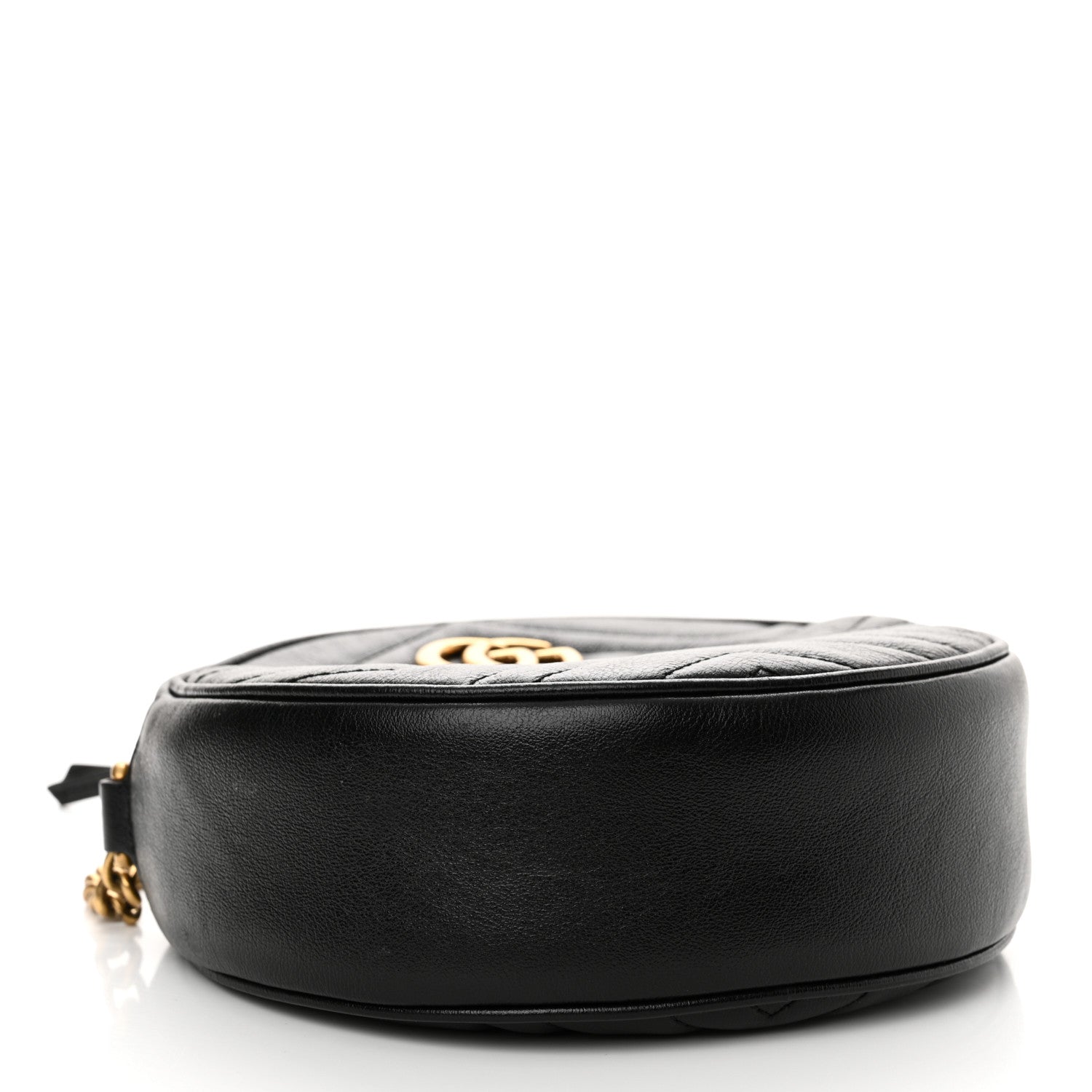 Gucci Azalea Calfskin Matelasse Heart Mini GG Marmont Round Shoulder Bag Black 4 of 12