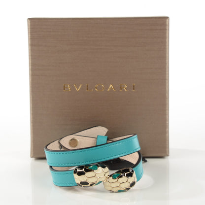 Bulgari Calfskin Serpenti Forever Multi-coiled Bracelet M Aquarelle Turquoise 4 of 6