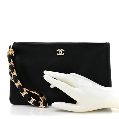 Chanel Lambskin Crystal Medium CC Pouch With Handle Black 2 of 8