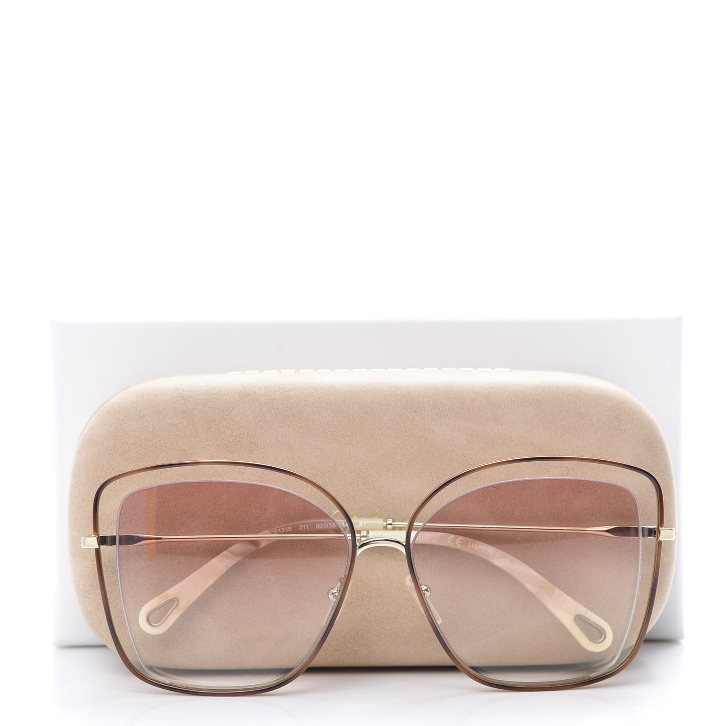 Poppy Cutout Square Sunglasses CE133S Gold Pink