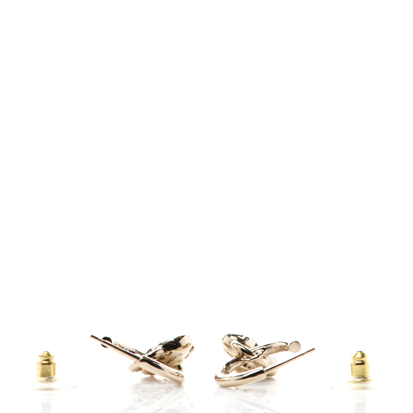 Metal CC Heart Turnlock Drop Earrings Gold