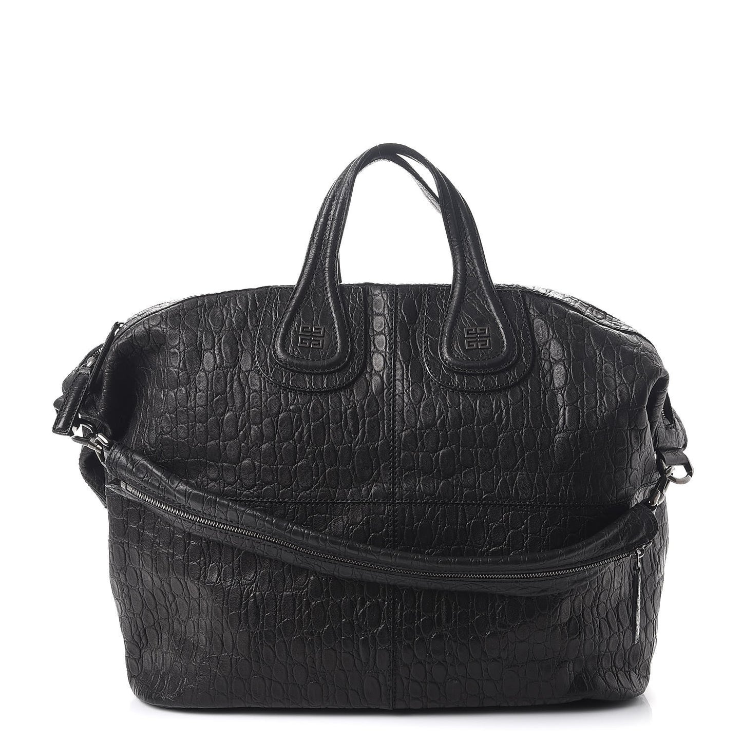 Calfskin Crocodile Embossed Large Nightingale Black